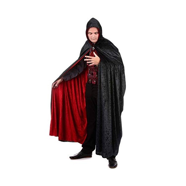 COOLMP Cape Vampire Velours Rouge et Noire réversible Adulte - Taille Unique - Accessoires de fête, Costume, déguisement, Jeu