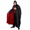 COOLMP Cape Vampire Velours Rouge et Noire réversible Adulte - Taille Unique - Accessoires de fête, Costume, déguisement, Jeu