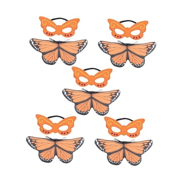 USHOBE 5 Ensembles DAiles De Papillon Cape Vêtements Costume De Jeu De Rôle Robe Pour Filles Papillon Masque Ailes Fée Cospl