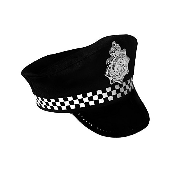 0207VP7V7A2 ILOVEFANCYDRESS 6 X Police Panda Caps Accessoire Déguisement Chapeau avec Bande à Carreaux et Badge Bulk COP Chap