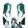 BANGLAIXING pour Genshin Impact xiao Cosplay modèle Accessoires Perruque Anime Perruque Longue Droite tressée de Haute qualit