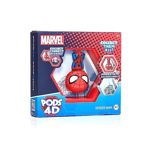 WOW! PODS - 4D Marvel Spider-Man, Figurine Unique à Collectionner à tête branlante Qui éclate de Leur Monde dans Le vôtre, Af