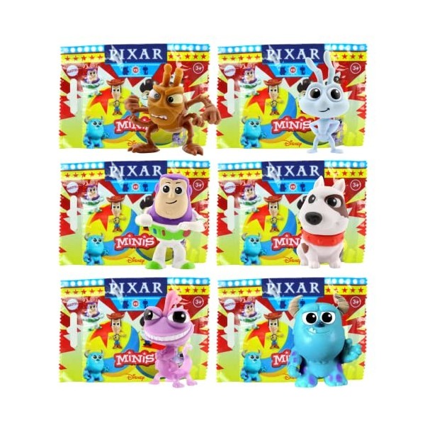 Disney Pixar All Star Rivals Lot de 1 mini sacs aveugles identifiés par les personnages Sulley, Flik, Buzz léclair, Scud, Ra