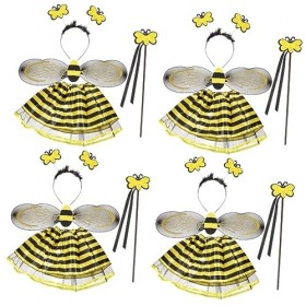 Abaodam 4 Ensembles Femmes Cosplay Performance Halloween Enfants Robe Enfant Accessoires Kit Mascarade Jupe Aile Comprennent 