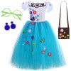 LCXYYY Mirabel Déguisement Costume Fille Cosplay Madrigal Mirabel Robe de Soirée en Tulle Maxi avec Sacs et Accessoires Lunet