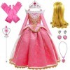 Emin Robe princesse Aurora pour fille avec accessoires pour enfant - Belle dormante - Robe de princesse - Pour Noël, annivers