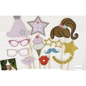 Lot de 12 accessoires photo pour fête danniversaire, fille, chapeau de glace