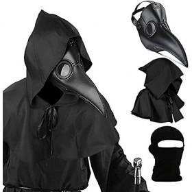 Dazlii Plague Mask Mask Ensemble, Masque Doiseau Masque Docteur Costume 3 En 1 Masque Effrayant, Accessoires De Cosplay, Mat