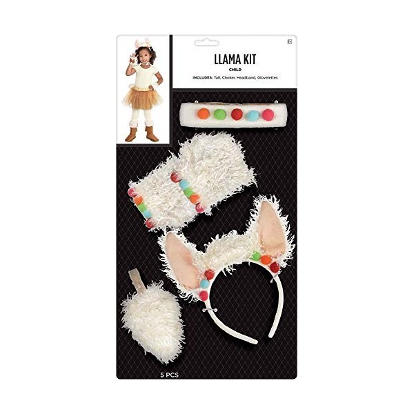 amscan- Kit 4 pièces. Accessoires de Costume Lama | Taille Enfant | 1 Ensemble, 8403827, Blanc, Child Unique