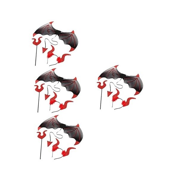 Toyvian 4 Ensembles DAiles Du Diable Attaches De Cheveux Décoratives Accessoires De Bal Tenues De Cosplay Bandeau Corne Du D