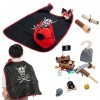 LOSOO Jouer à Faire Pirate,Costume Pirate innovant pour garçons en Bois - 13 pièces Jouer Pirate Jouet Semblant Jeu rôle Habi