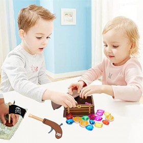 LOSOO Jouer à Faire Pirate,Costume Pirate innovant pour garçons en Bois - 13 pièces Jouer Pirate Jouet Semblant Jeu rôle Habi