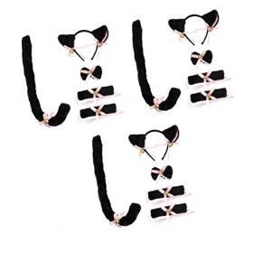 FRCOLOR 3 Sets Plush Cosplay Girl Photo Party Tie Bowknot Animal Band Beautiful Headband Decorations Wristbands Up Chaton Pou