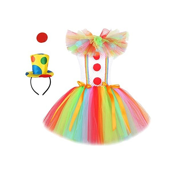 Amagogo Costume de clown de petite fille avec bandeau haut-forme pour les soirées dansantes, mascarades à porter accessoire r