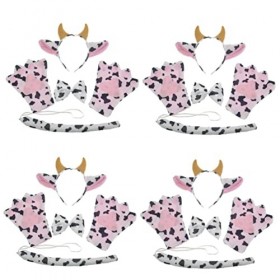 minkissy 4 Ensembles Corne De Vache Ensemble De Quatre Ensemble De Maquillage Pour Enfants Bandeau De Maquillage Fête Costumé