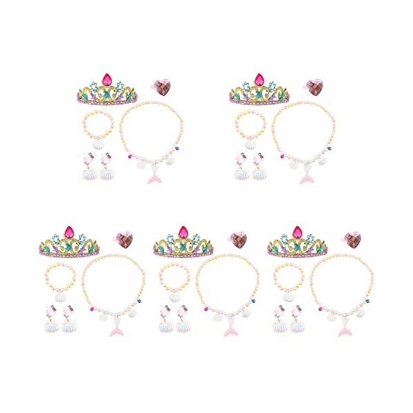 NUOLUX 5 Ensembles Filles D Anniversaire Colliers Princesse Kit Doigt Coquille Accessoires Enfants Fille up Accessoire Parti