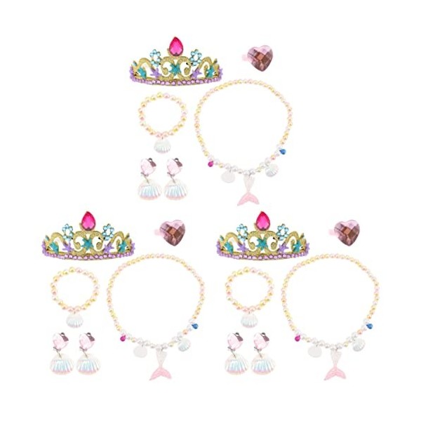 NUOLUX 5 Ensembles Filles D Anniversaire Colliers Princesse Kit Doigt Coquille Accessoires Enfants Fille up Accessoire Parti