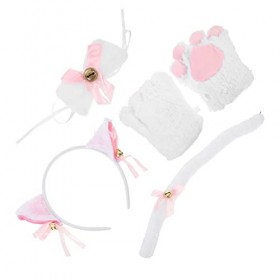 TOYANDONA 3 Ensembles Costume Mignon Tenues De Cosplay Gants De Cosplay Queues De Renard Oreilles De Chat Bandeau Noeuds Papi