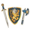 Liontouch - Chevalier Noble, Épée de Jeu, Bouclier et Hache pour Enfants en Bleu | Imitation médiévale en Mousse avec Le thèm