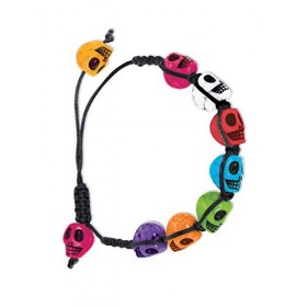 COOLMP Lot de 12 - Bracelet Multicolore Dia de Los Muertos - Taille Unique - Accessoires de fête, Costume, déguisement, Jeux,
