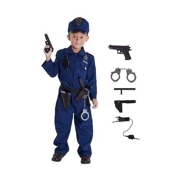 Morph Deguisement Policier Enfant Bleu avec Accesories Policier, Costume Policier Enfant, Deguisement Enfant Police, Costume 