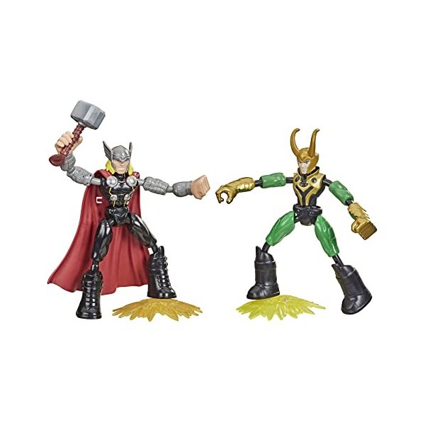 Marvel Avengers Bend and Flex, Figurines Flexibles Thor Vs. Loki de 15 cm, pour Enfants à partir de 4 Ans