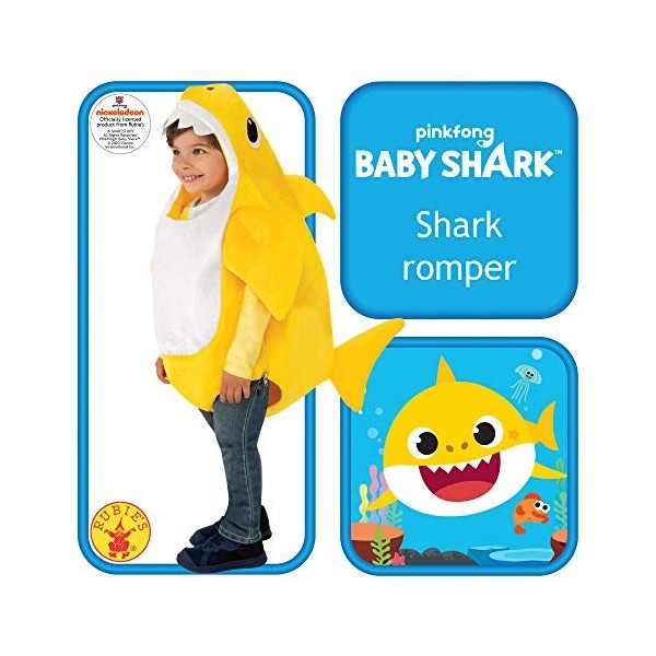 Rubies - Déguisement officiel Baby Shark avec musique - Taille 12-24 mois I-701702TOD, Jaune