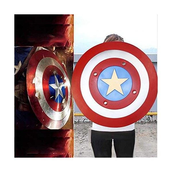 sookin Captain America Shield DéCorations Tenture Murale en Caoutchouc Accessoires Costume RéTro Jeu RôLe Super-HéRos Habilla