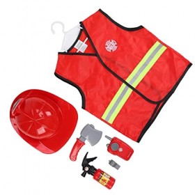 Jacksing Costume de Pompier, Mini Costume de Pompier Confortable et Haute durabilité, Jeu de rôle pour Enfants Filles pour En