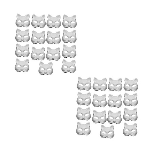 Toyvian 45 Pcs Masque Vierge De Pulpe Accessoires Bébé Artisanat Pour Adultes Masque De Chat Décor Enfants Masques Peints À L