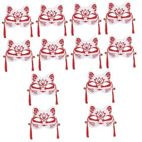 Toyvian 12 Pièces Noël Pour Les Renards Fête Visage Animal Femmes Kabuki Photo Accessoires Moitié Lumineux Mascarade Décor La