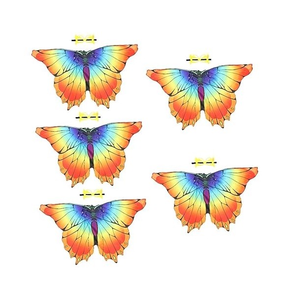 Toyvian 5 Ensembles Arc-En-Ciel Filles Et Festival Robe Masques Oeil Bleu Fée Enfants Photo Papillon Accessoires Cap Fantaisi