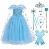 IBTOM CASTLE Costume de princesse pour fille - Robe de carnaval à manches courtes - Déguisement de fête danniversaire - Robe