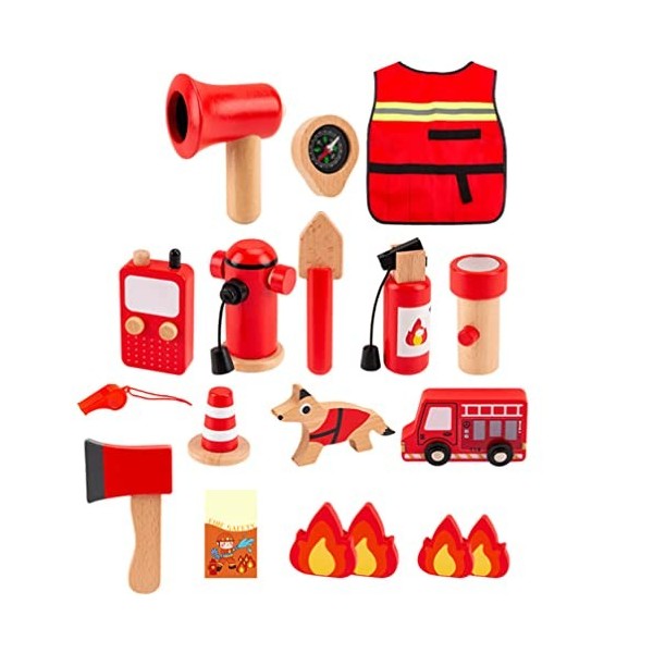 Toyvian Costume De Pompier Pour Enfants Ensemble Doutils Pour Enfants Faire Semblant De Pompier Tenue Avec Des Accessoires R