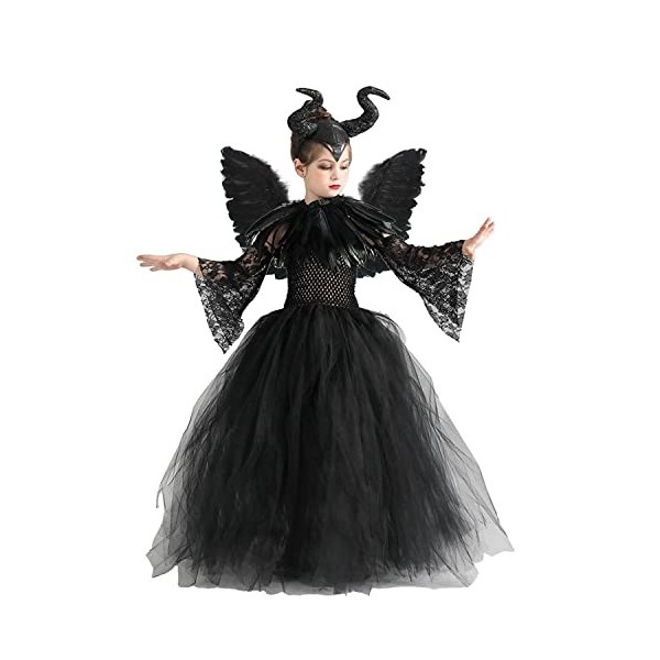 Hongsuny Filles Halloween diable robe avec accessoires enfants diable Halloween Costumes robe en tulle déguisement tenue sorc