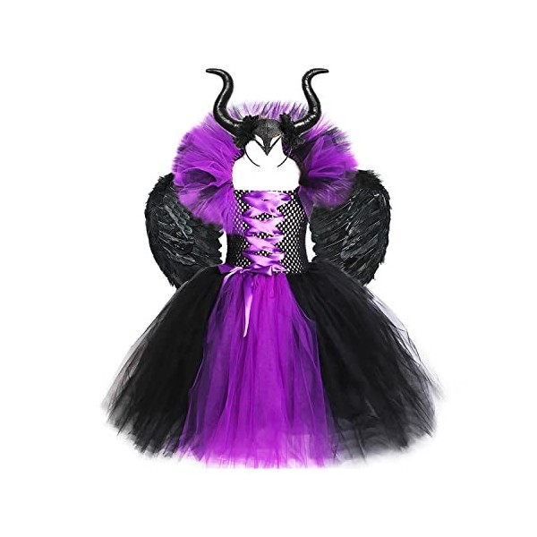 Hongsuny Filles Halloween diable robe avec accessoires enfants diable Halloween Costumes robe en tulle déguisement tenue sorc