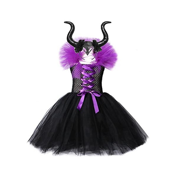 Hongsuny Filles Halloween diable robe avec accessoires enfants diable Halloween Costumes robe en tulle déguisement tenue sorc