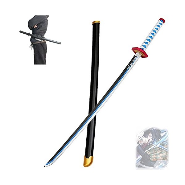 Épée à Lame de Tueur de démons avec Ceinture Noire, Accessoire de Jouet à Lame Multiple Cosplay Katanas,modèle darme 76cm/10