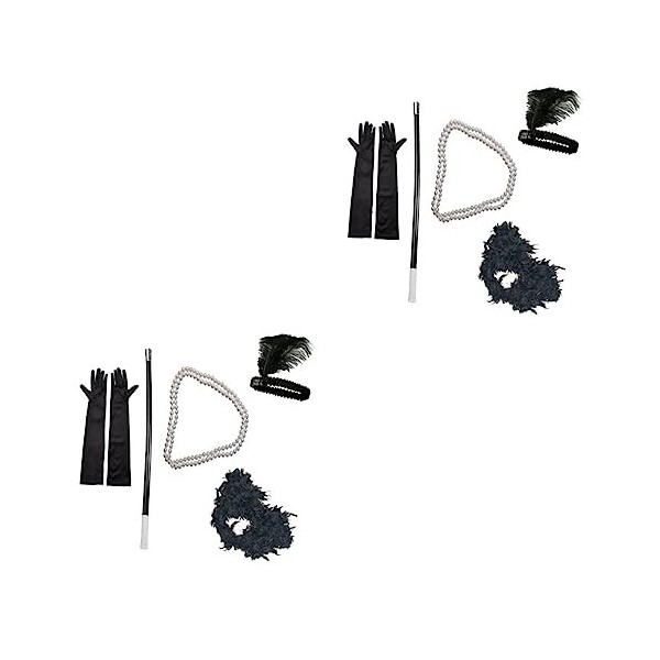 Toyvian 15 Pièces Rétro Costume Accessoires Rétro Costume Kit Gatsby Costume Kit Vêtements Maquillage Gants Noir Rétro Tenue