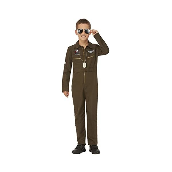 Smiffys Costume daviateur Top Gun pour enfant sous licence officielle, garçons, 52555M, Vert, M-7-9 Years