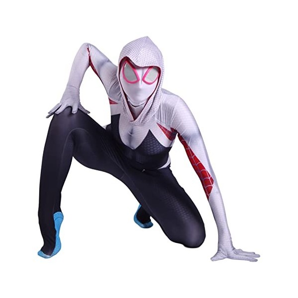 LIPUDAPP Filles Gwen Cosplay Costume Femmes Spiderman Déguisements Body Halloween Carnaval Gwen Spidey Combinaison Super-Héro