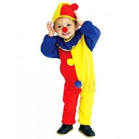 Costume de clown - déguisement - carnaval - halloween - cirque - couleur jaune - unisexe - enfants - taille m - 4/5 ans - idé