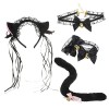 TOYANDONA 5 Ensembles Oreilles De Chat Queue Bandeaux Noirs Accessoires Pour Cheveux Noirs Tenue Costume De Costumes De Cospl