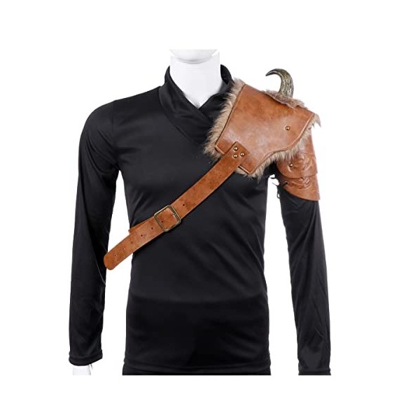 SQYDS Armure dépaule rétro réglable Harnais de Garde dépaule Unique pour Homme médiéval Gothique Punk Faux Cuir Pauldrons É