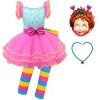 Foanja Fancy Nancy Déguisement Fille Nancy Princesse Ballet Tulle Robe et Pantalon Accessoires Masque Collier pour Enfant Dre