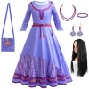 Foanja Asha Déguisement avec Cape Fille Cosplay Film Wish Princesse Asha Ballerine Robe de Princesse et Accessoires Fancy Dre