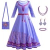 Foanja Asha Déguisement avec Cape Fille Cosplay Film Wish Princesse Asha Ballerine Robe de Princesse et Accessoires Fancy Dre