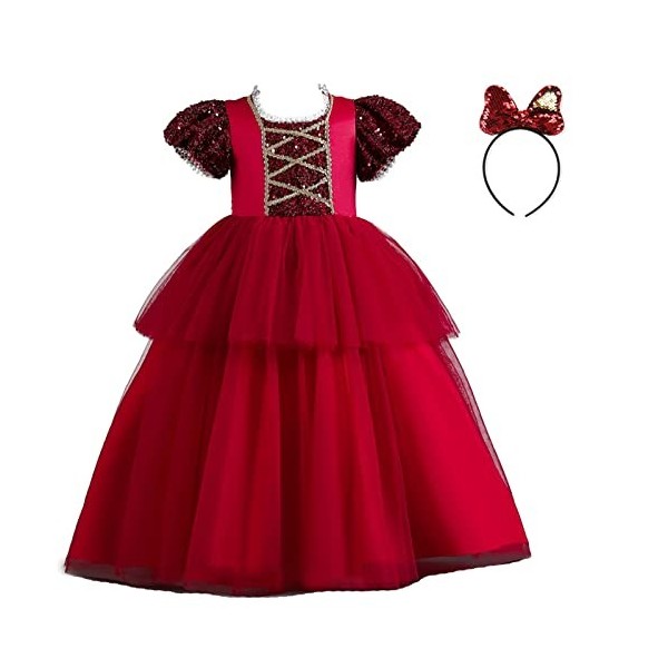 Xiaojiu Mon Premier Noel Robe Bébé Deguisement Reine Des Neiges Tenue De Réveillon Robe Sequin DéGuisement Enfant Fille Dégui