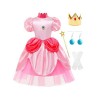 KIDSEPT Déguisement de Princesse Peach, Rose Costume Fantaisie avec Accessoires pour Enfant Fille Cosplay Anniversaire Hallow