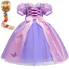 Foanja Raiponce Déguisement avec Perruque Fille Cosplay Robe de Princesse en Tulle et Accessoires pour Halloween Noël Carnava